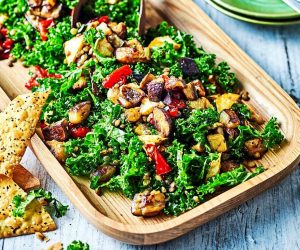 eggplant kale lentil salad