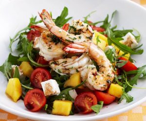 prawn mango feta salad